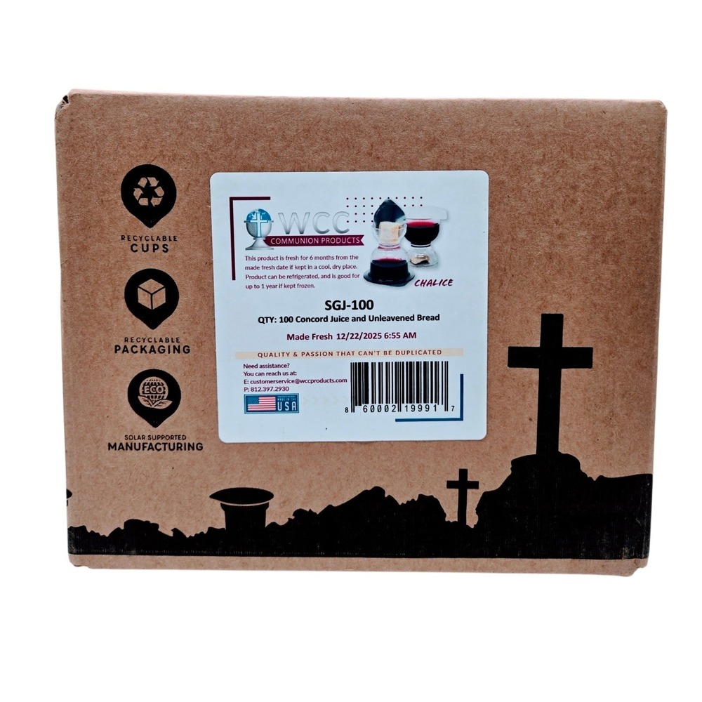 World Communion Prefilled Cup Sacramental Wine and Bread- 100 Pack SEALED